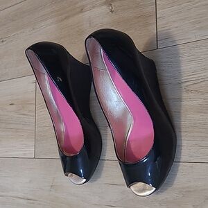 Lilly Pulitzer Heels - Lilly Pulitzer Black Peep Toe Heels Glitter Accents